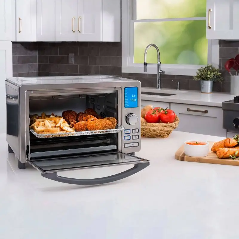 Digital Stainless Steel Toaster Oven: Built-in Air Fryer Functionality biolomix stainless steel dual heating air fryer oven oil free toaster rotisserie and dehydrator 11 in 1 15 l 1700 w
