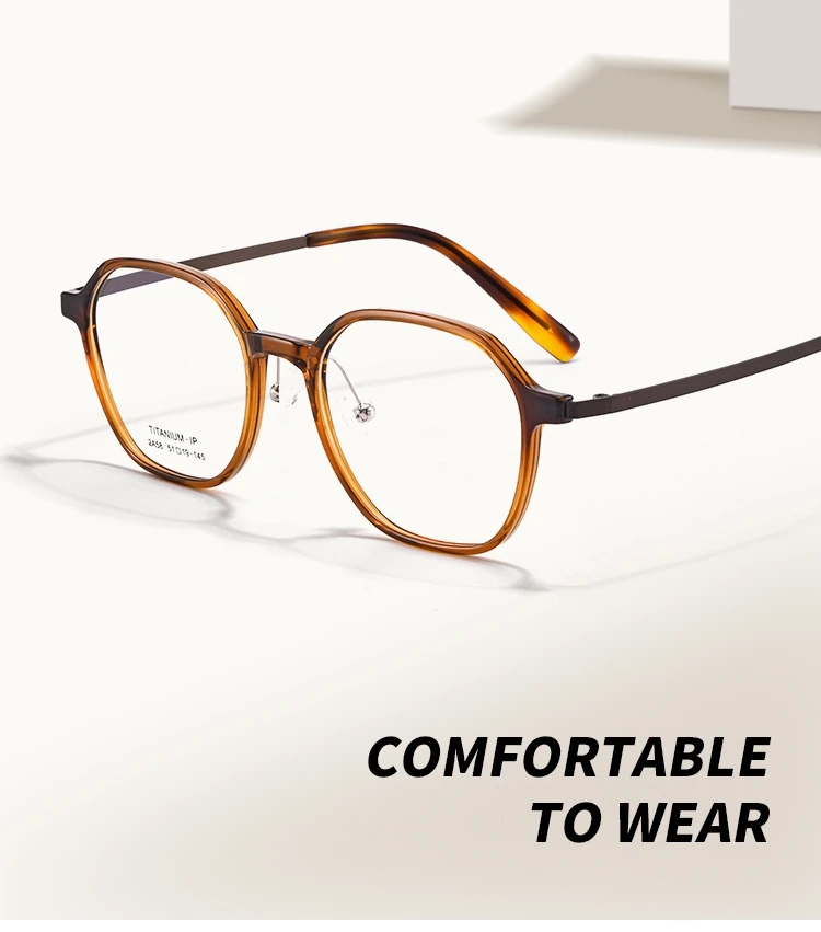 FIRADA Modische Bequeme Brille Runde Luxuriöse Reine Titan Brillen Optische Verordnung Rahmen Männer Frauen 2A58-C – Detail 2