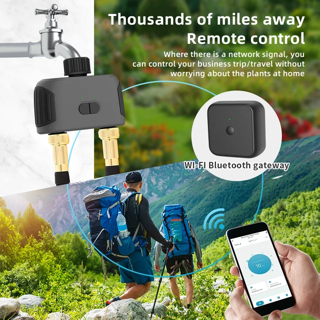 Automatic Water Timer with Wifi Hube 2-Outlet Garden Irrigation Watering System Sprinkler Programmer Tools Support Alexa Tuya 5