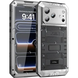 Waterproof Heavy Duty Metal Case with PET Screen Protector and Aluminum Alloy Silicone Cover - iPhone 17 Pro (Silver)