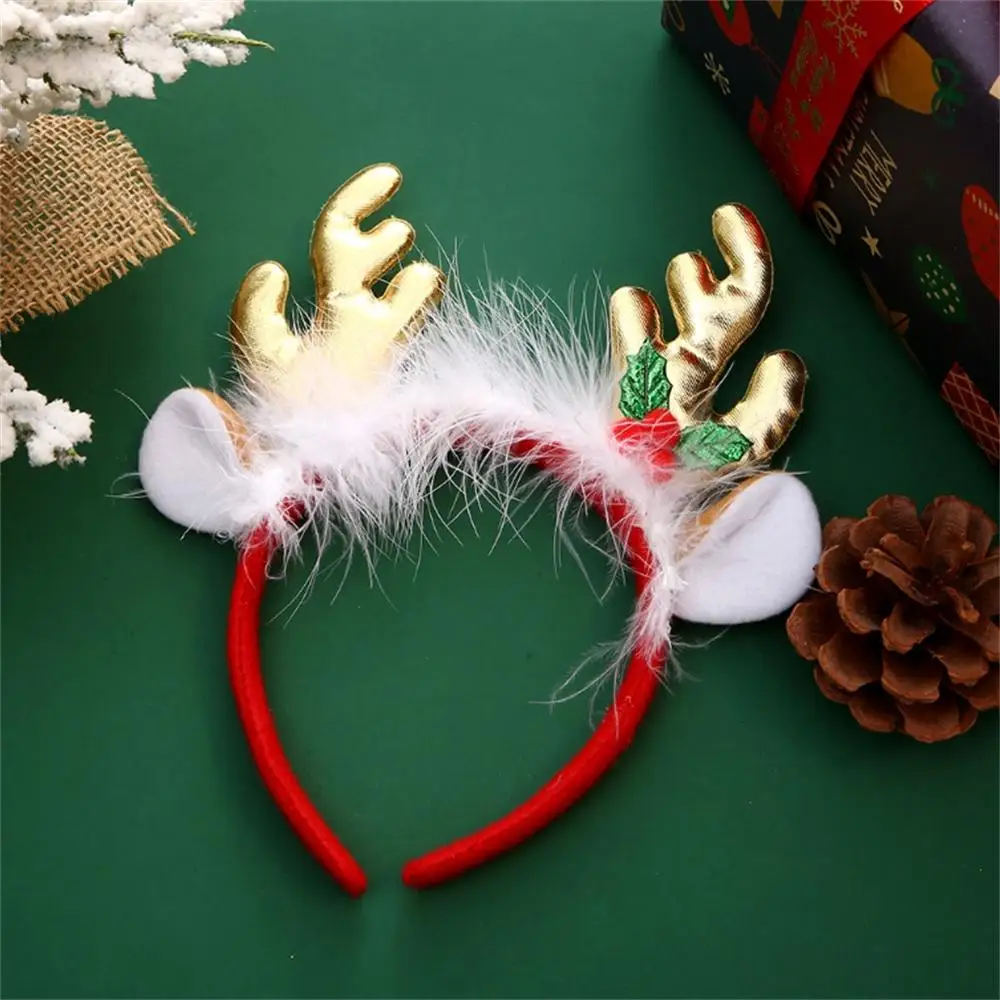 New Years Christmas Hair Hoop Xmas Elk Horn Bell Sequin Headband Merry Christmas Decoration Party Festival Supplies Kid Gifts