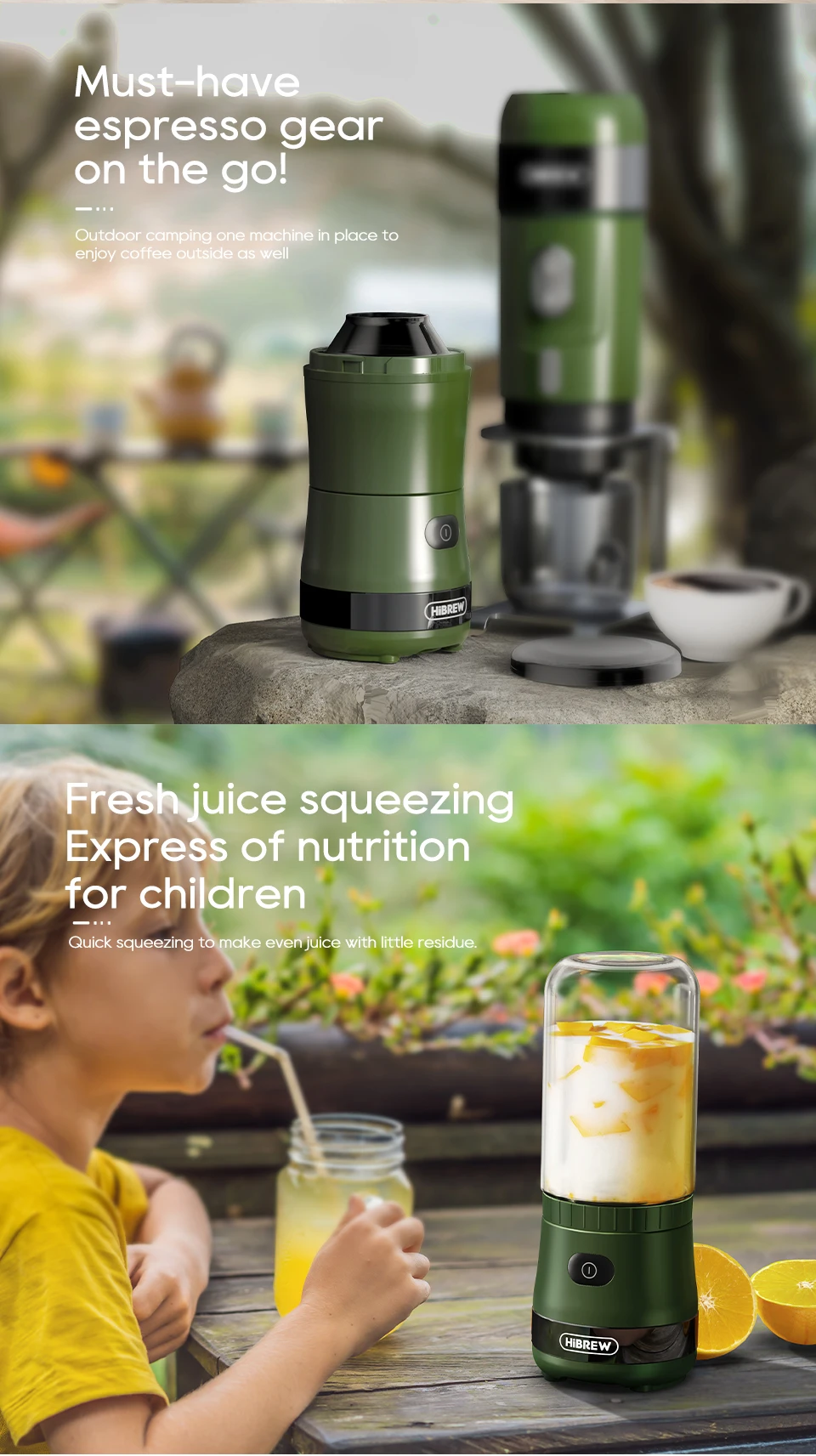 مطحنة قهوة كهربائية محمولة HiBREW G2 - خلاط سموثي...