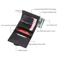 Carbon Fiber Rfid Blocking Protection Men Id Credit Card Holder Wallet PULeather Metal Business Bank CreditCard Cardholder Case 2