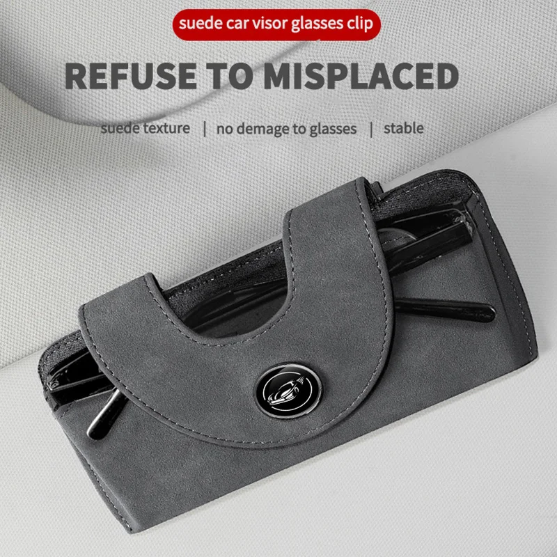 자동차 선바이저 안경 클립, 범용 스웨이드 선글라스, 거치대 비즈니스 카드홀더 거치대, 자석 포함, 자동차 인테리어 액세서리