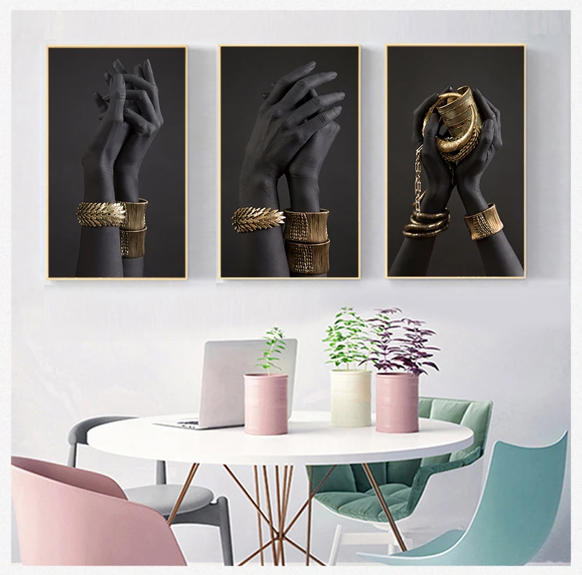 

Prints African Art Canvas Paintings On the Wall Art Pictures For Living Room Black Hands Holding Jewelry Canvas Art Posters And