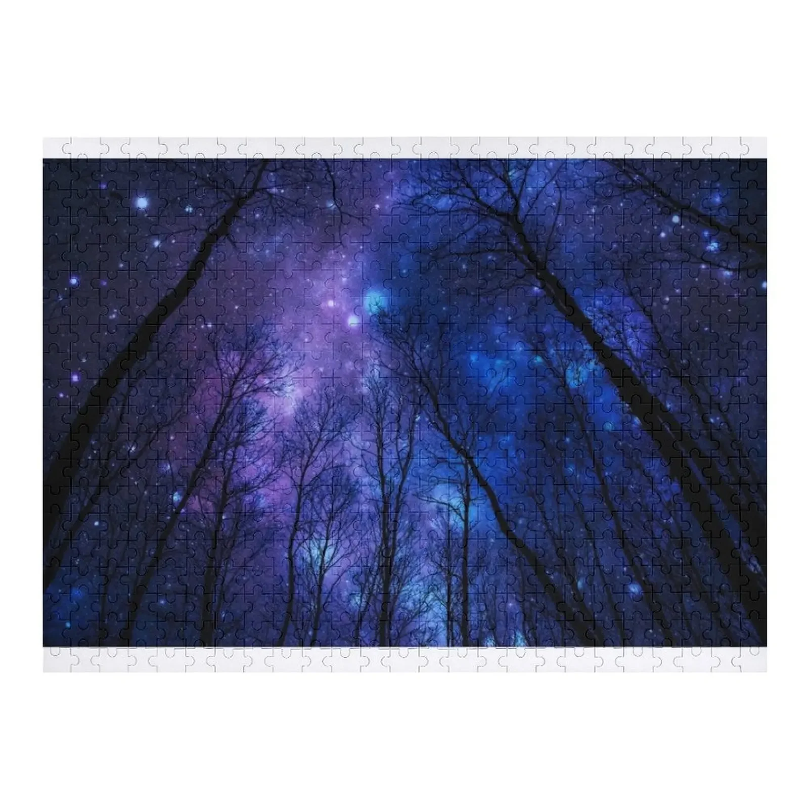 Black Trees Deep Blue Purple Space Jigsaw Puzzle Customized Photo Custom Puzzle mens zaful paris embroidered fuzzy pullover faux fur hoodie l deep blue