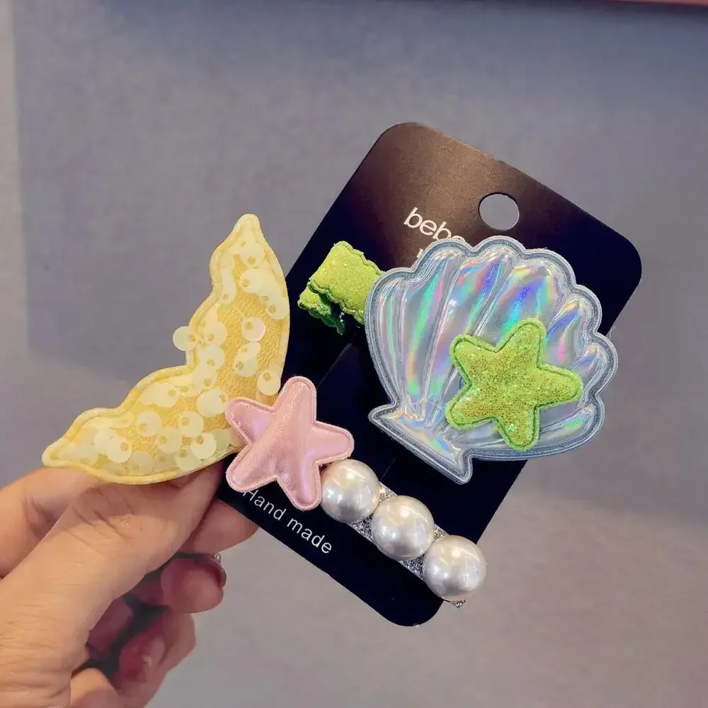 Disney Princess Hairdress Mermaid Pearl Shell Star Hairpin Edge Clip Hair Clip