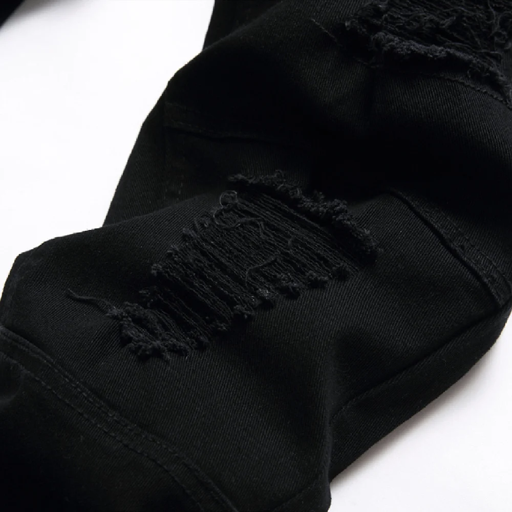 Ripped Patchwork Jeans Ripped Jeans Men Stretch Skinny Fit Pencil Jeans Trousers For Men's