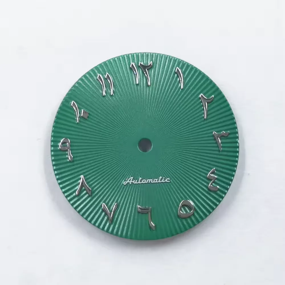 Neiton 29mm 블루 블랙 화이트 그린 은빛 스터드 아라비아 숫자 다이얼 NH35/NH36 무브먼트용 야광 없음