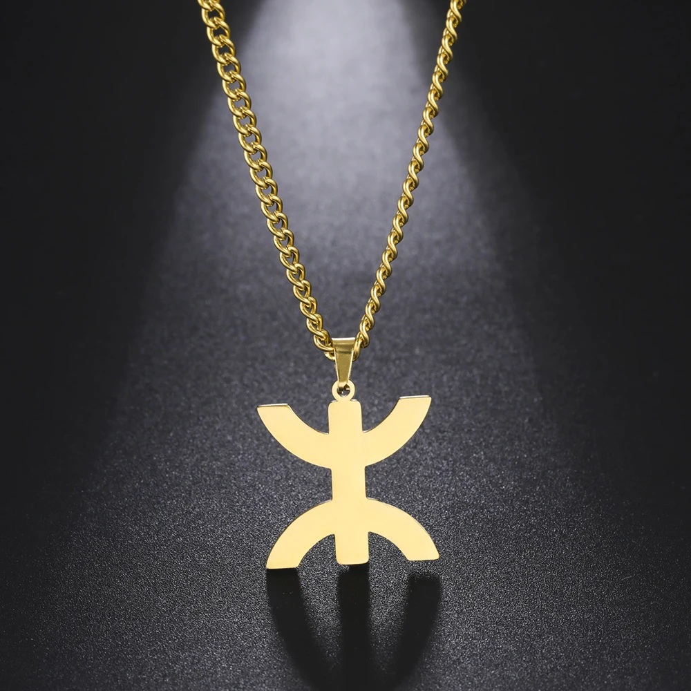 Vintage Afrikanische Berber Symbol Halskette Amazigh Brief Yaz Ethnische Halskette für Männer Frauen Tribe Amulett Edelstahl Religiöser Schmuck – Detail 17