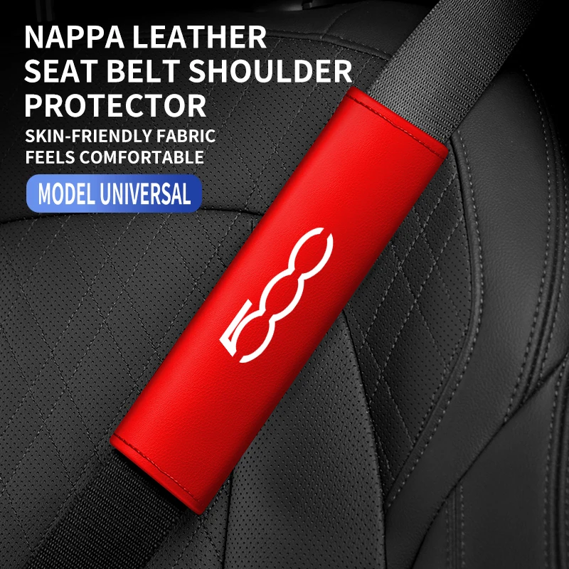 1PC Leather Car Seat Belt Shoulder Protector Cover Safety Belt Padding Pad For Fiat 500 500C 500X 500L Car Accessories seat belt protector safety belt shoulder guard