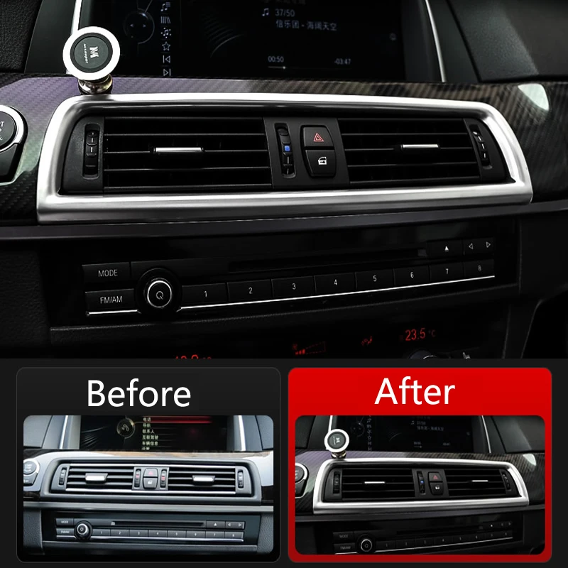For BMW 5 Series F10 F18 Car Styling interior Buttons panel frame Decoration Cover Trim Car Sticker stainless steel Accessories 3