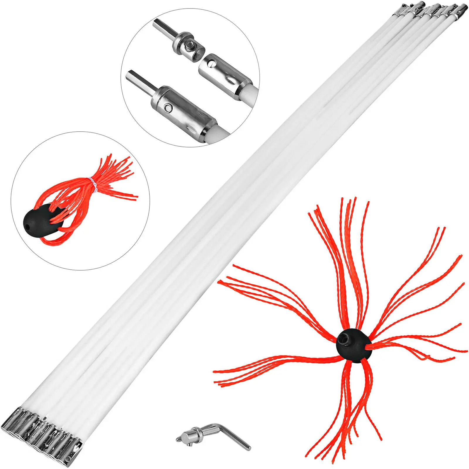 

High Efficient Chimney Cleaner Sweep Kit Cleaning System Sooteater Rotary Brush Rod Fireplace