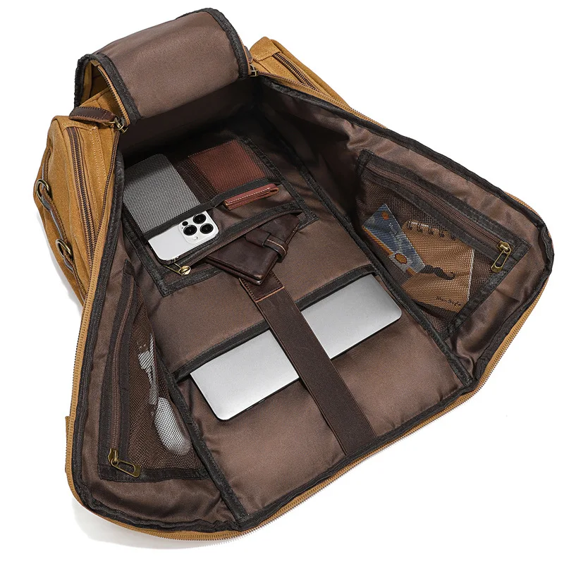 Luxury Canvas Retro Backpack Men's Outdoor Leisure Backpack Men's Waterproof Large Capacity Travel Bag Wear-resistant Laptop Bag