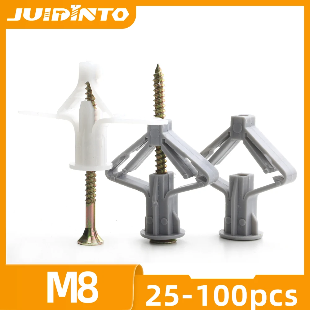 JUIDINTO2550pcsPlasticExpansionDrywallAnchorKitWithScrewsM8
