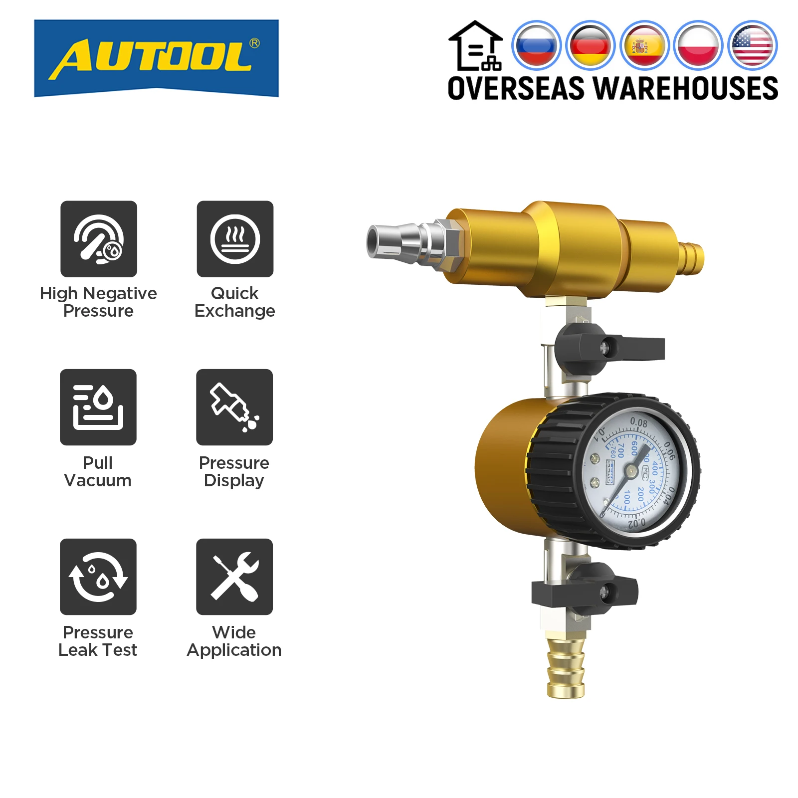 Autool-車の真空水タンク漏れ検出器、クーラントラジエーター圧力テスター、ユニバーサルゲージクーラントツール、補充ツール、5.5〜12バー