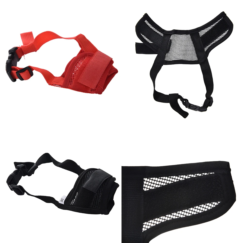 Dog Muzzle Pet Dog Adjustable Mask Bark Bite Mesh Mouth Muzzle Grooming Anti Stop Chewing Saft Mask 1PC