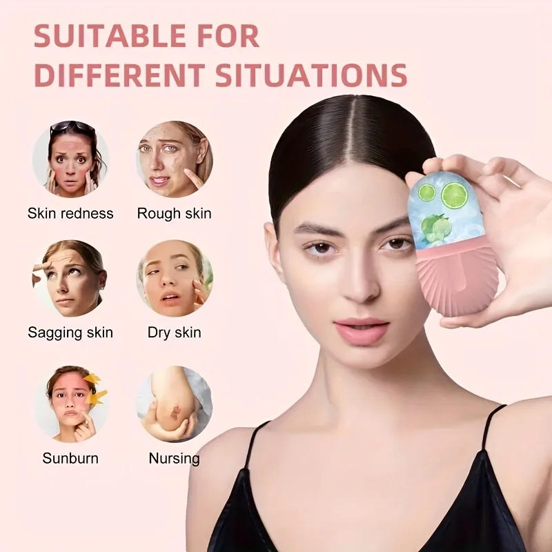 Reusable Ice Face Roller Beauty Tools Ice Facial Rollers Mold Facial MassageSkin Care Tools Contour Leakproof Facial Massager
