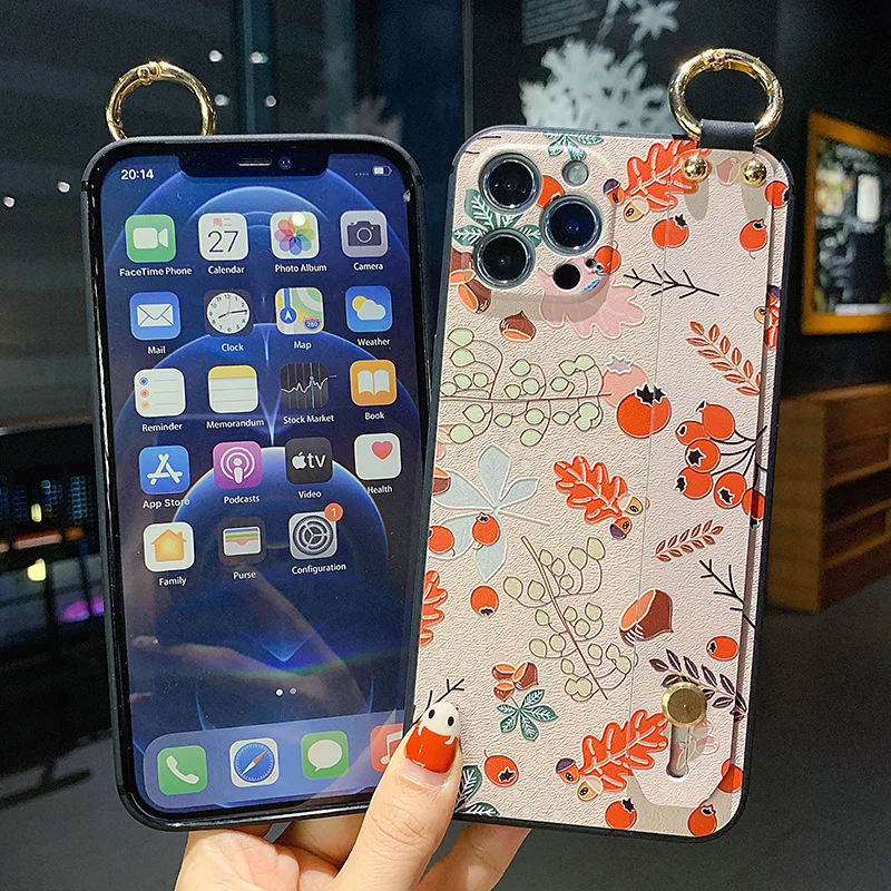 Cute Lovely Fruit Orange Soft TPU Wrist Strap Phone Case Cover