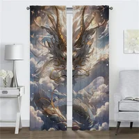 The Sky Guardian Dragon Kitchen Curtains for Living Room Curtain Halloween Decoration Tulle for Bedroom Partition Shades Elegant 2