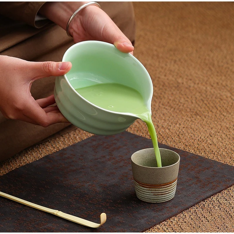 1/4pcs Japanese Matcha Tea Set Ceramic Matcha Bowl Mouth Bamboo Whisk And Tea Scoop Grinder Brush Tea-making Tools matcha tea set,matcha tea tools,tea ceremony tools,tea set,matcha whisk