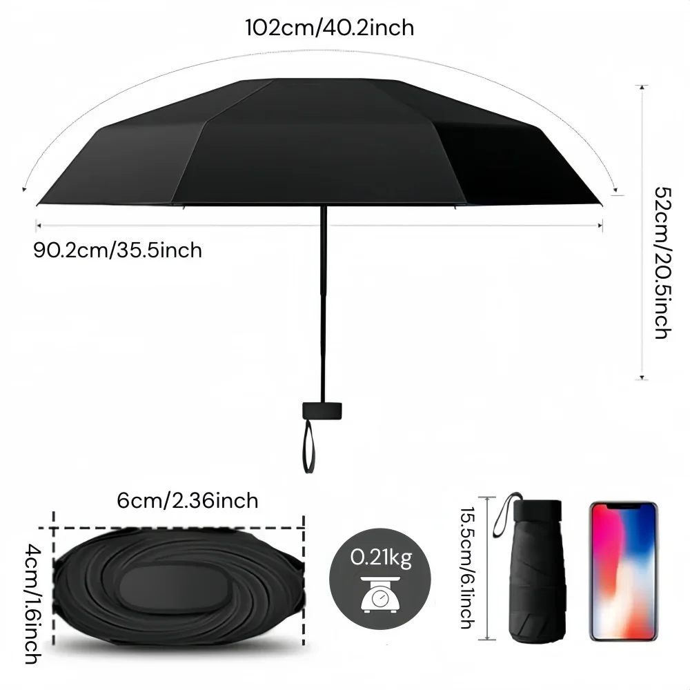 Portable Anti-UV Mini Umbrella - Compact Travel Sunshade for All Weather with UV Protection and Reinforced Design