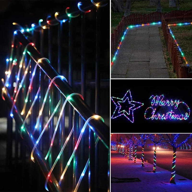 Outdoor Waterproof LED Solar String Lights – Decorative Rope Tube Lamp