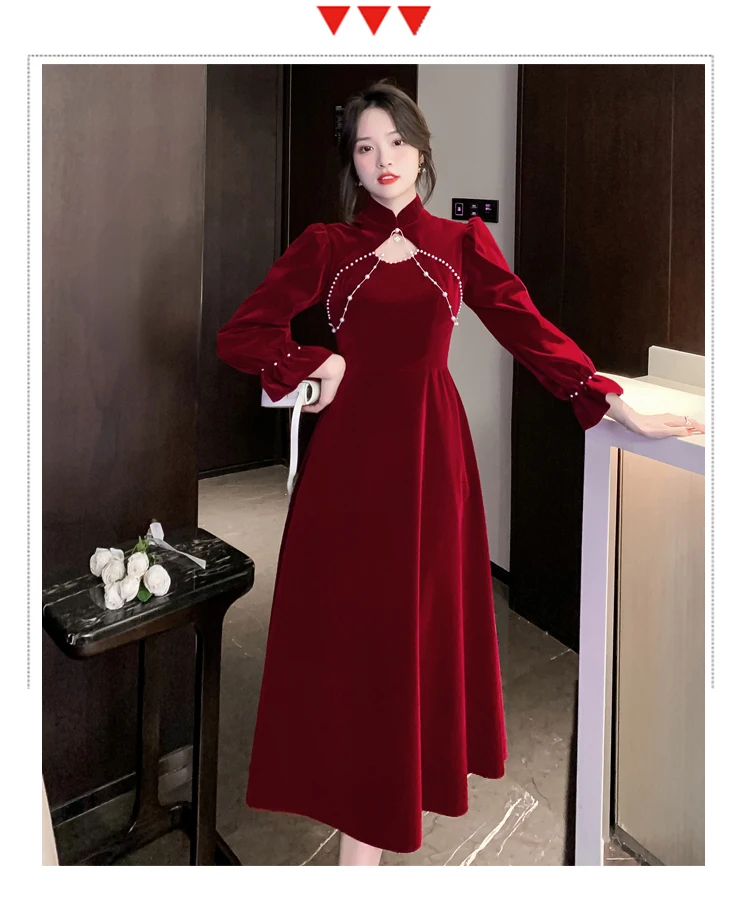 knee length dresses for ladies Special Occasion Dress in Red Velvet is the perfect for any occasion –  Classic Girl main image 0