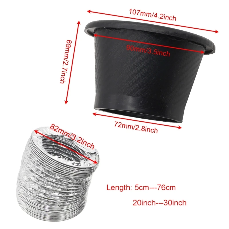 Air Intake Kit Car Front Bumper Turbo Air Intake Pipe Funnel Kit Carbon Fiber Style Auto Replacement Accessories