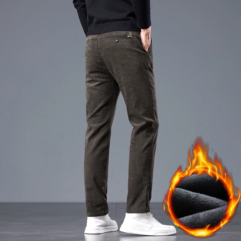 Winter Warme Fleece männer Casual Hosen Mode Koreanische Dünne Chenille Stoff Elastische Verdicken Business Plüsch Samt Thermische Hosen – Detail 13