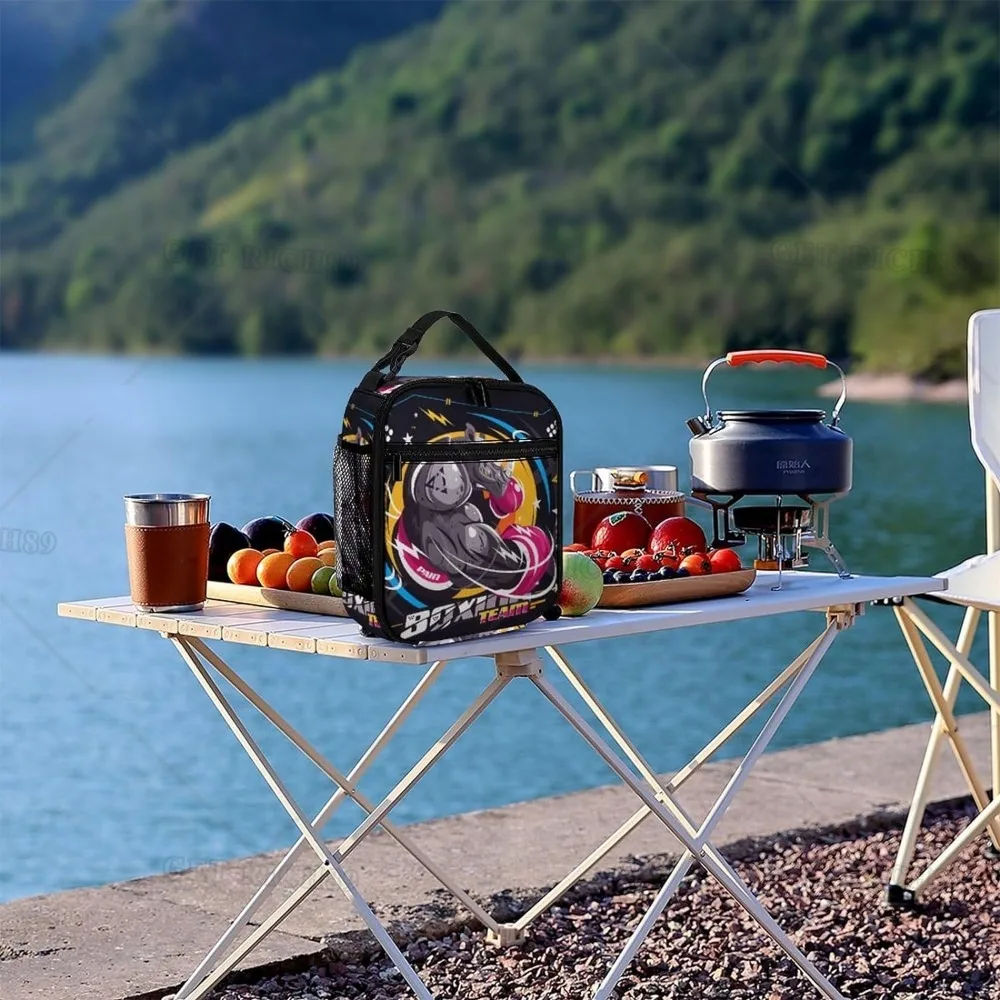 Boîte à lunch portable réutilisable de grande capacité avec poche pour bouteille, sac de bain bal 37Boxer pour hommes, femmes et garçons, boxe et kangourou