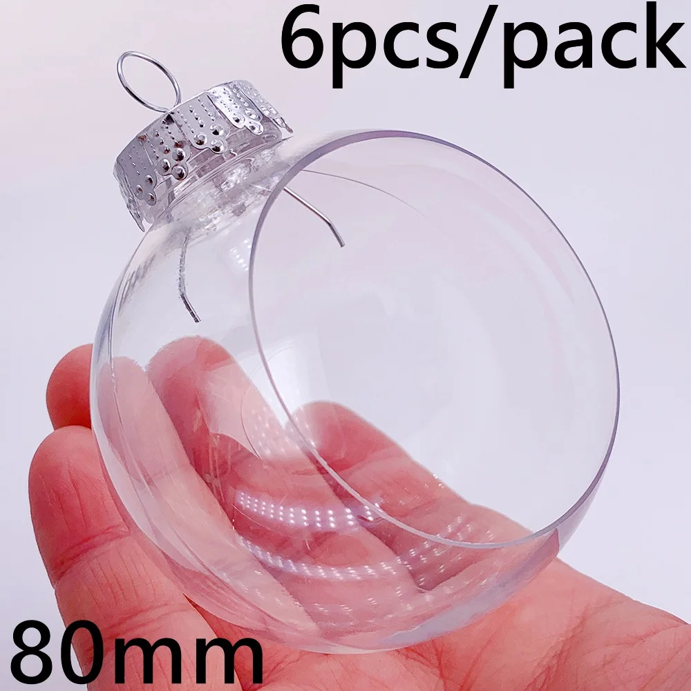 6 piezas x Bolas de Navidad transparentes irrompibles para decorar el hogar, adornos de cebolla de plástico de 80 mm