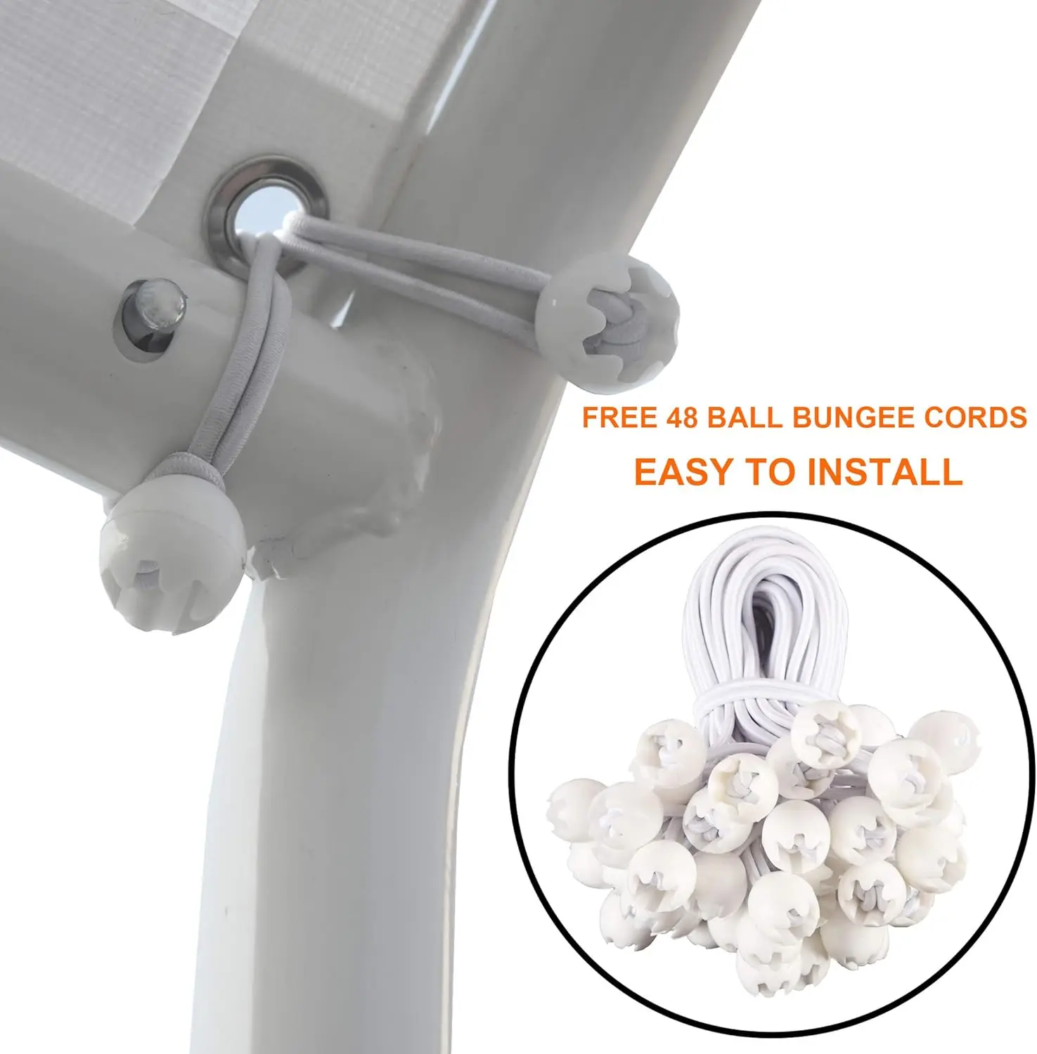 10x20ft White Carport Canopy Cover with Free Bungee Cords-Garage Shelter Tarp (Frame Not Included)