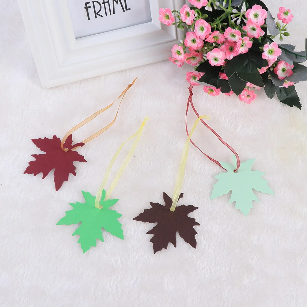 240Pcs 크래프트 종이 단풍잎 태그 리본 포함 자연스러운 느낌 DIY 공예 용품 홈 웨딩 파티 장식