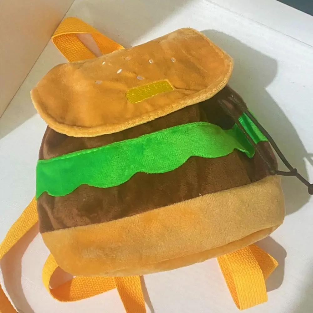 

Book Storage Bags Large Capacity Plush Coin Purse Hamburger Plush Backpack Kindergarten School Bag Cartoon Burger Bag Kids Pack