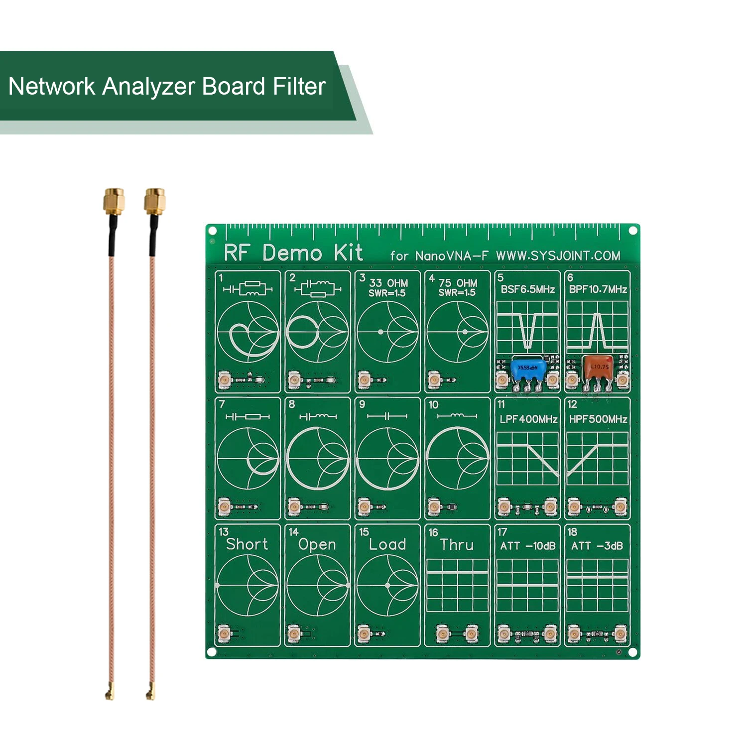 RF Test Board Frequency Test Board RF Demo Kit Nano VNA Filter Attenuator for Nano VNA-F VNA-H Vector Network Analyzer Kit