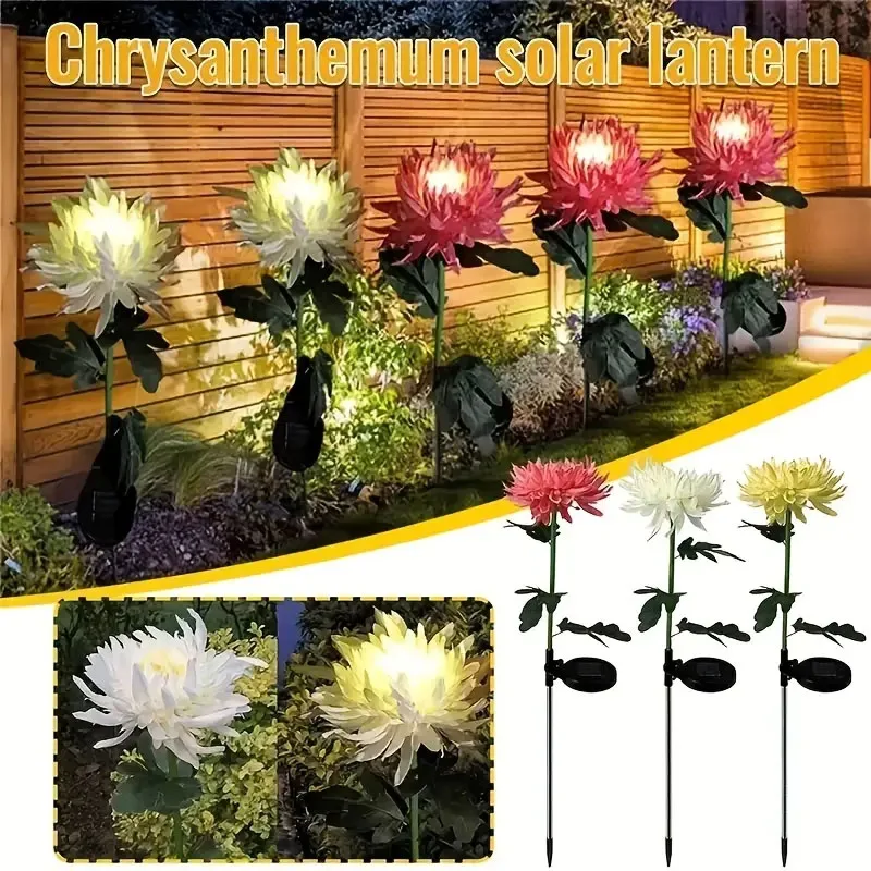 

LED Solar Chrysanthemum Light Outdoor Garden Simulation Flower Grass Lights IP65 Waterproof Garden Floor Lamp Garden Decorative