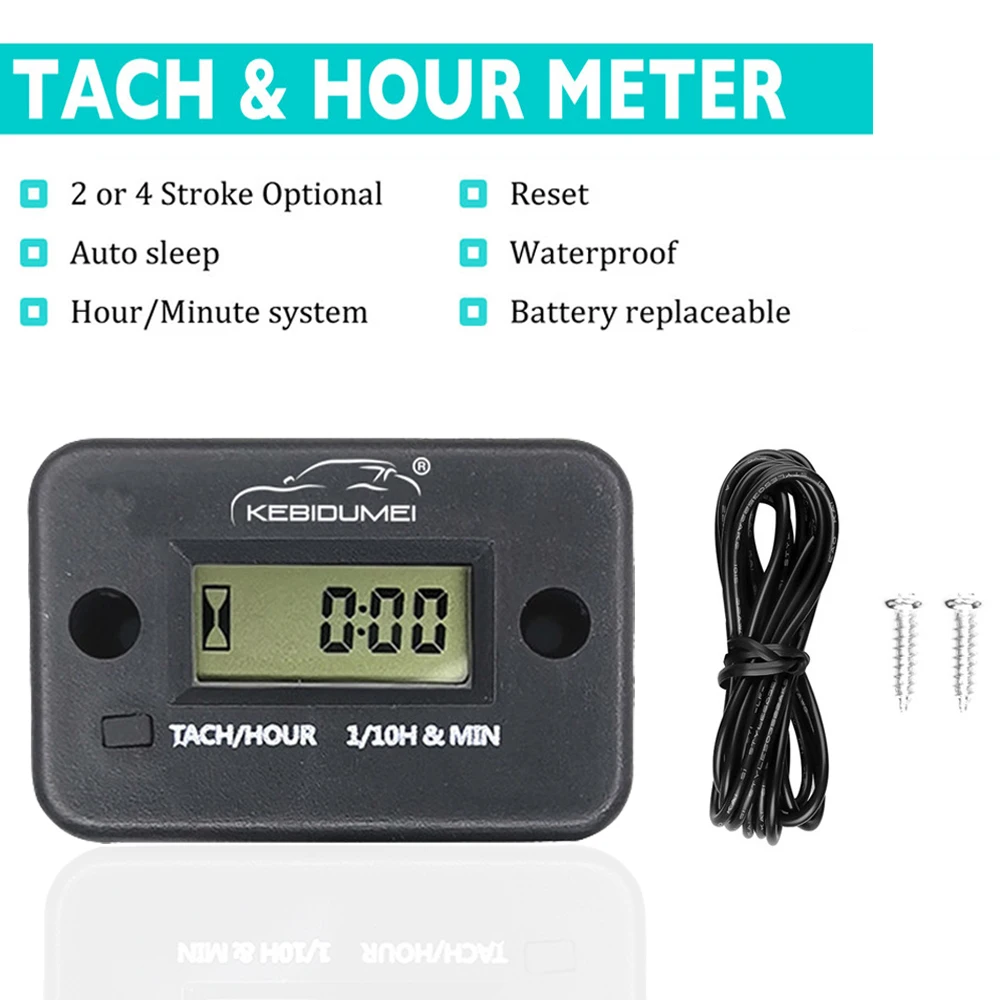 Vibration Engine Gauge Hour Meter Wireless Digital LED Resettable For Generator Lawn Mower Motor ATV Replacable Battery