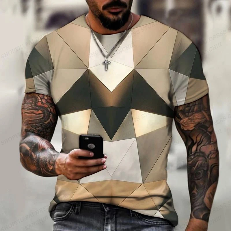 Diamond 3D Printed T-shirt Men Fashion Short Sleeve Tshirt Outdoors Round Neck Tshirt Oversized Tops Tees Stereoscopic Clothing_voghion.com