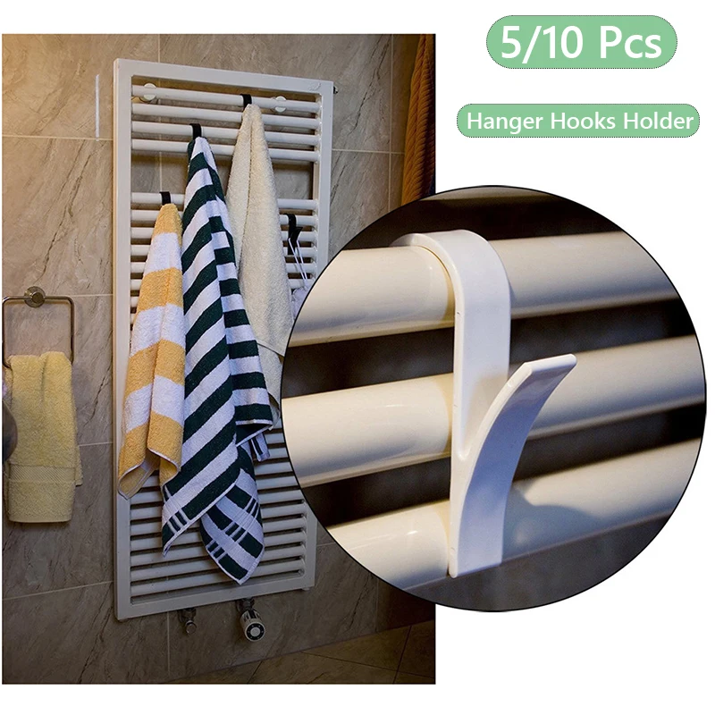 

5/10 Pcs Kitchen Bathroom Hanger Clips Storage Racks White Clear Heated Towel Radiator Rail Clothes Scarf Hanger Hooks Holder