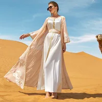 Abayas musulmanes pour femmes, robe indienne de Dubaï, ensemble deux pièces, robe brodée, longue robe marocaine, mode musulmane, luxe abordable 2