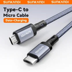 Braided USB C to Micro USB OTG 480Mbps Charging Cable - 0.3m (Grey)