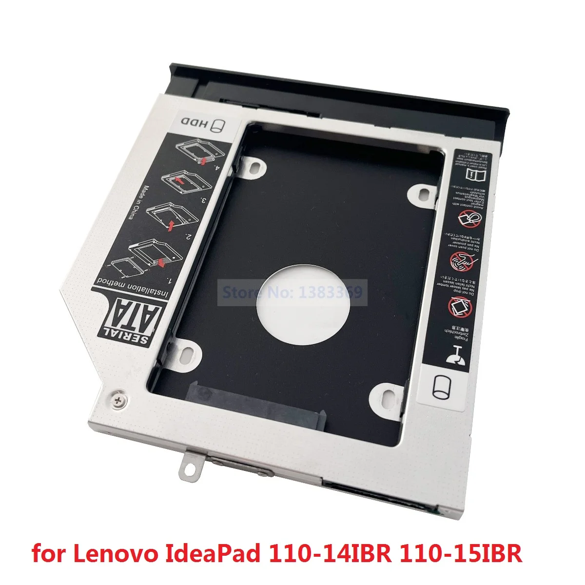 

with Bezel Faceplate Front Panel SATA 2nd Second Hard Drive SSD HDD Module Caddy Frame for Lenovo IdeaPad 110-14IBR 110-15IBR