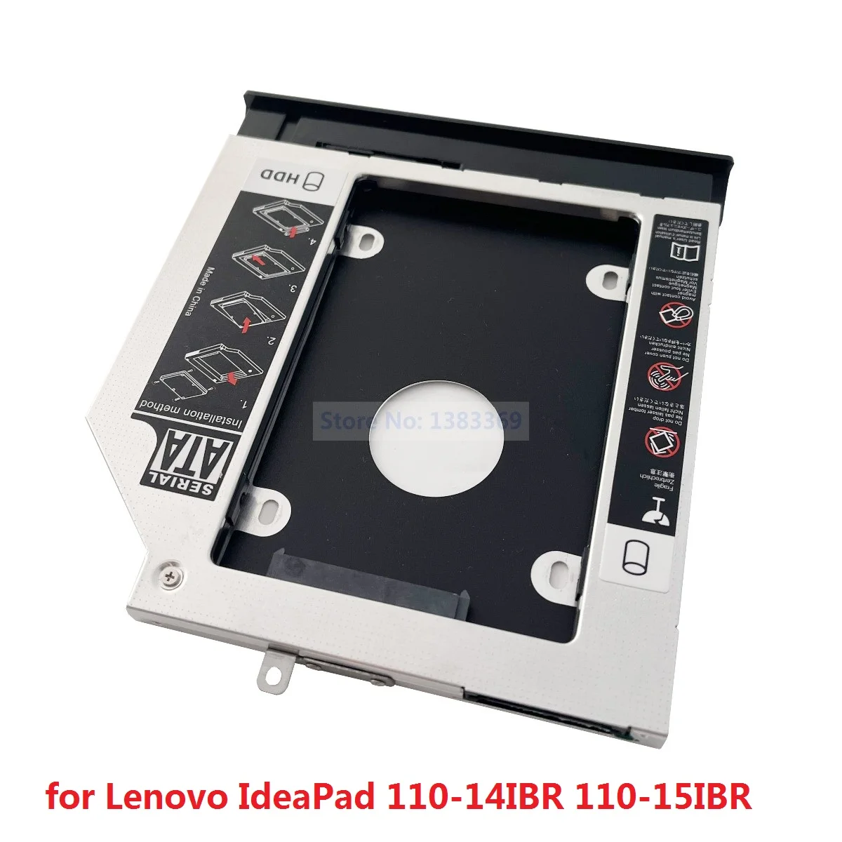 베젤 페이스 플레이트 전면 패널 포함 SATA 2 세대 하드 드라이브 SSD HDD 모듈 캐디 프레임, Lenovo IdeaPad 110-14IBR 110-15IBR 용