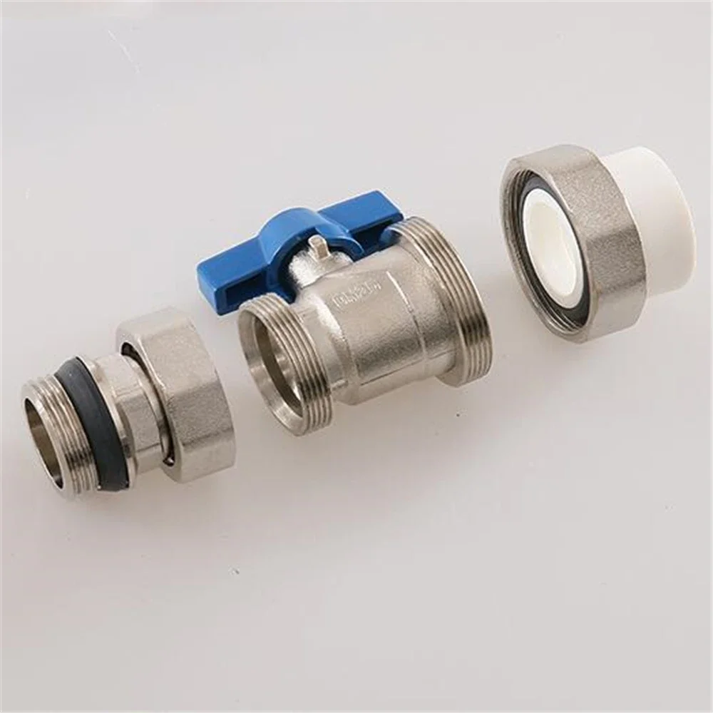 Floor Heating Manifold Valve Silver Electroplating Straight Ball Valve PPR25 One Inch Hot Melt Joint Inner And Outer Wire