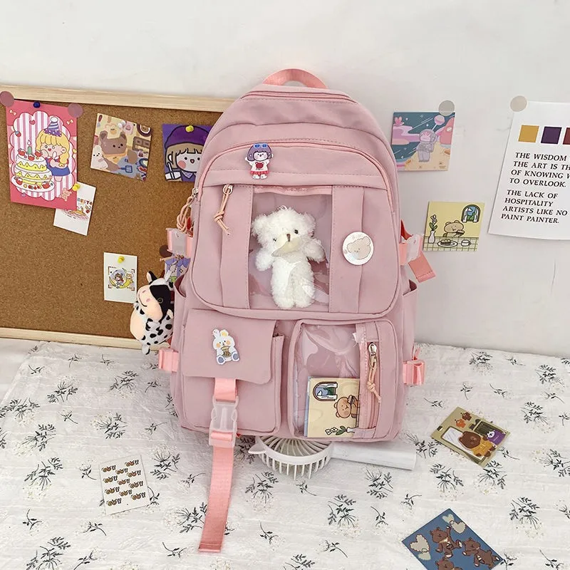 2023 New Children's Backpack Student Kawaii High School Backpack Large Capacity Schoolbag Girl Fashion Leisure Luxury Handbag