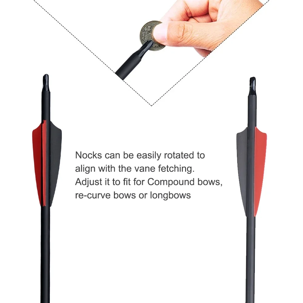 Archery Arrows 6/12/24PCS Mixed Carbon Arrow Diameter 7.8mm Spine 500-550 with 3inch Feather for Archery Recurve/Compound Bow Shooting Hunting