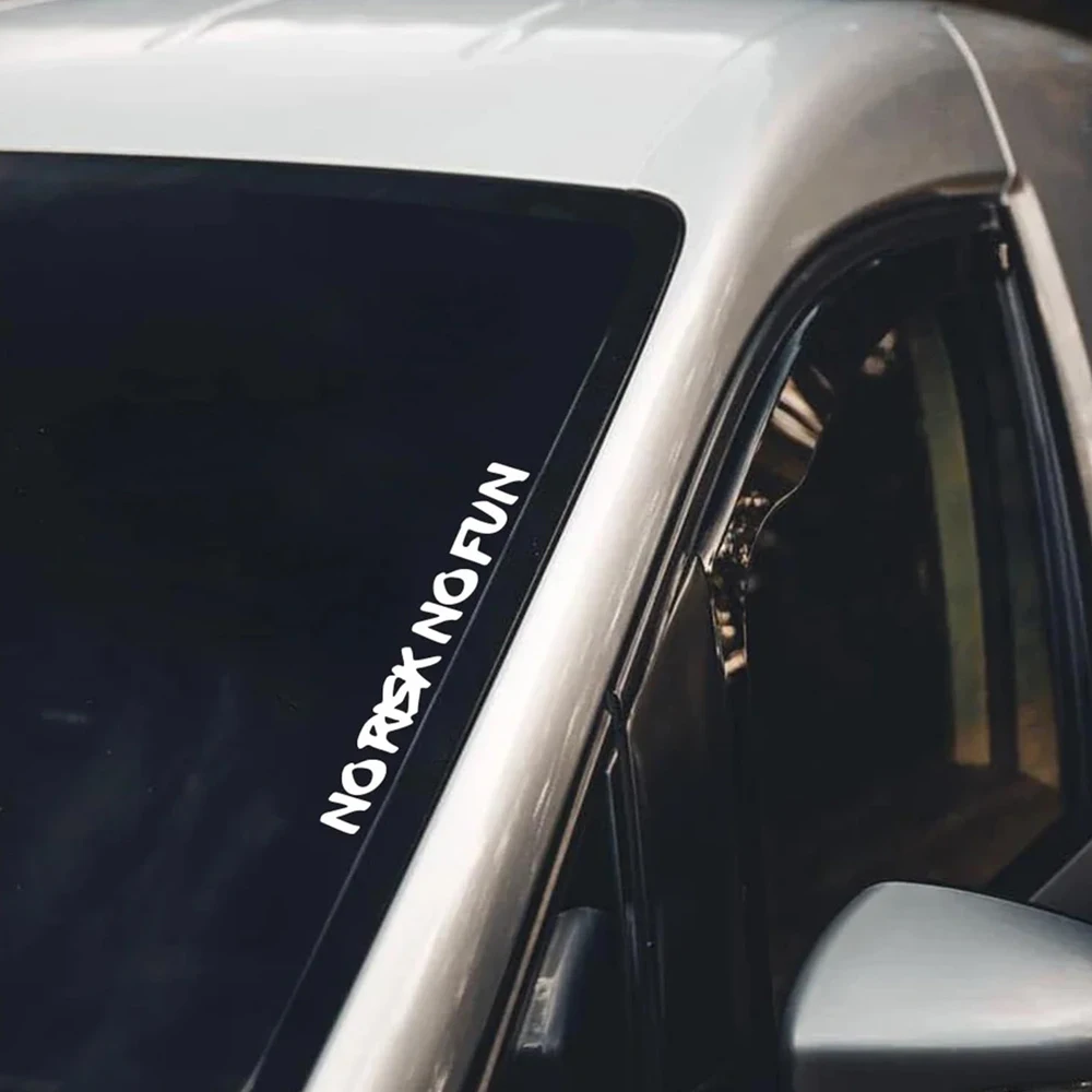 Car Stickers 22cm*2.4cm No Risk No Fun Auto Window Bumper Trunk Waterproof Vinyl Decals Motorcycle Styling Decoration