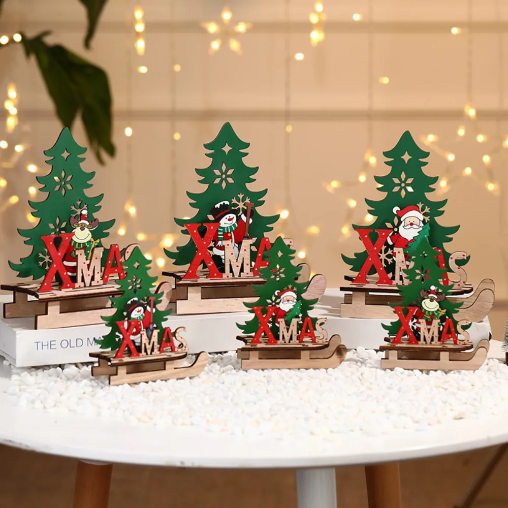 

Christmas Toys Children Creative Painting Toys Wooden Assembly DIY Craft Sled Puzzle Toys for Kids Gifts Christmas Decorations