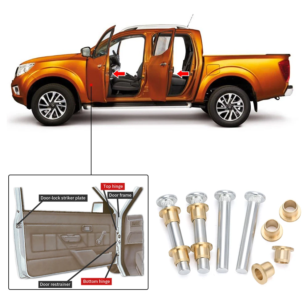Door Hinge Repair Kit For Nissan Navara 97-05 D22 Truck Pickup High Strength Corrosion-Resistant